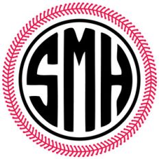 baseball stitch circle monogram frame