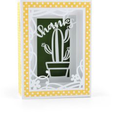 shadow box card cactus
