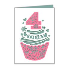 4th birthday cupcake card