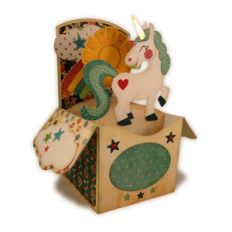unicorn rainbow 3d box card