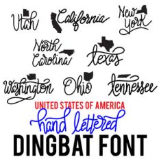 united states of america hand lettered dingbat font