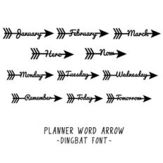 planner word arrow dingbat font
