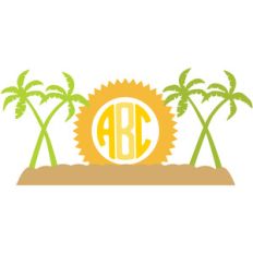beach sunset monogram frame