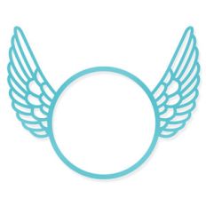 round monogram frame with wings