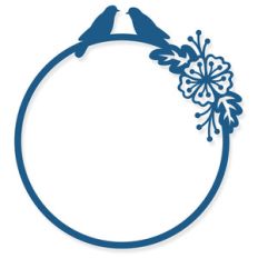 round monogram frame with birds