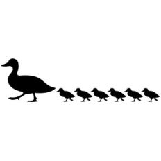 mother duck with ducklings silhouette