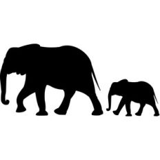 mother elephant with baby elephant silhouette