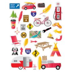 red road trip planner stickers