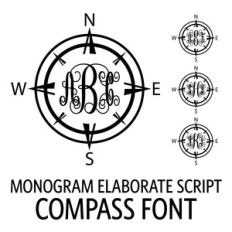 monogram elaborate script - compass