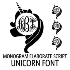 monogram elaborate script - unicorn