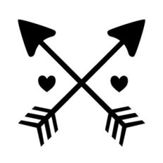 crossed arrows and hearts