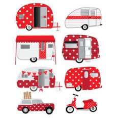 red polka dot camper stickers