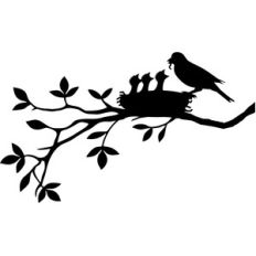 mother bird with nest of birds