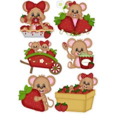 beary sweet mice w strawberries stickers