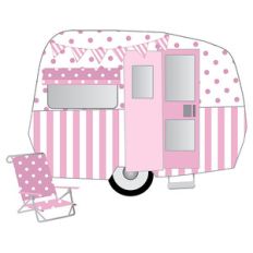 pink retro camper trailer