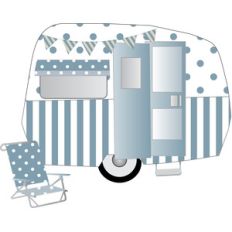 blue camper trailer