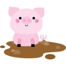 pig in mud- on the farm