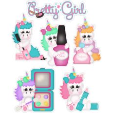 unicorn pretty girl make up stickers