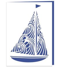 sailing boat with waves card