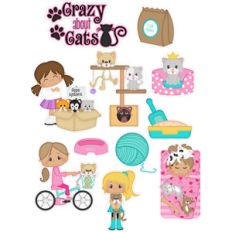 crazy about cats girl stickers