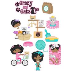 crazy about cats girl stickers
