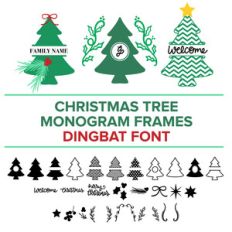 christmas tree monogram frames dingbat