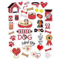 red polka dot dog planner stickers
