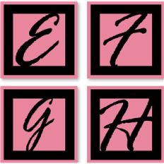block letters e-h