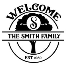 tree family name sign monogram frame