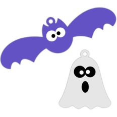 bat and ghost halloween tags