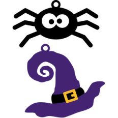 spider and witch hat halloween tags