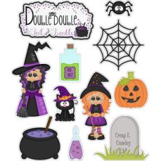 halloween double toil witches stickers