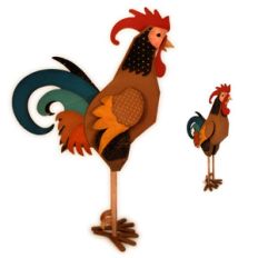 rooster 3d large figure
