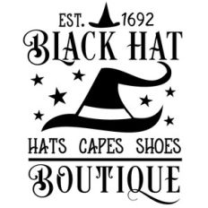 black hat boutique sign