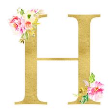 letter h floral monogram