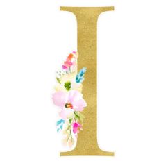 letter i floral monogram
