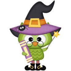 halloween owl witch with glasses