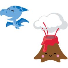 dinosaur and volcano - so much pun