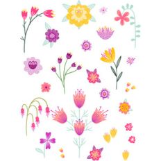 bright colorful flower stickers