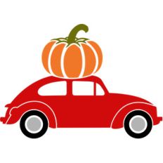 old car and big pumpkin