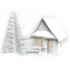 3d tea light village barber shop