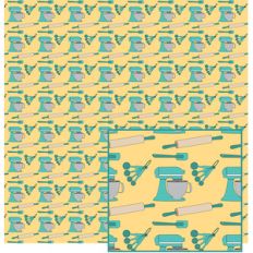 aqua and gold kitchen tools pattern