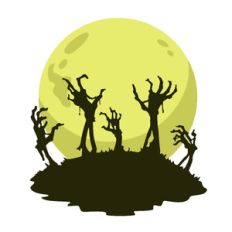 halloween zombie hands and moon