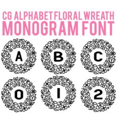 cg alphabet monogram floral wreath