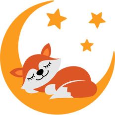 fox sleeping on the moon