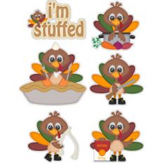 thanksgiving i'm stuffed turkeys stickers die cut set
