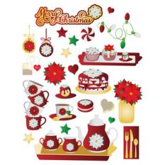 christmas poinsettia tea party stickers