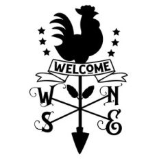 welcome rooster wind compass sign