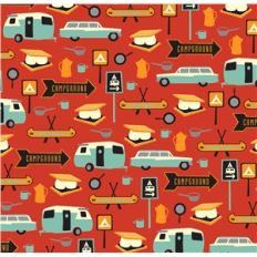 retro camping pattern red