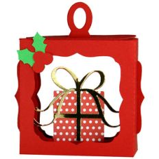 christmas present with bow hanging ornament